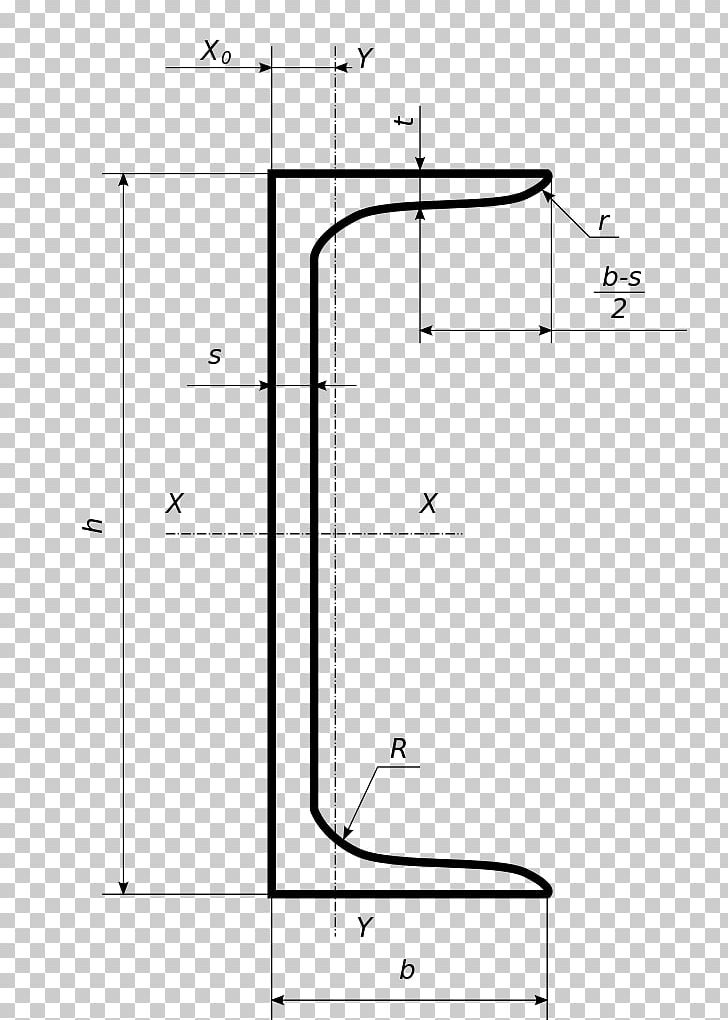 Structural Channel Walzrunden Steel /m/02csf Length PNG, Clipart, Angle, Area, Black And White, Diagram, Drawing Free PNG Download