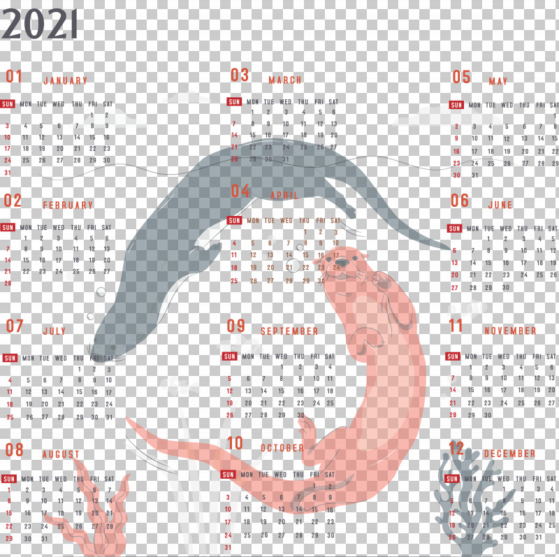 Year 2021 Calendar Printable 2021 Yearly Calendar 2021 Full Year Calendar PNG, Clipart, 2021 Calendar, Drawing, Otters, Vector, Year 2021 Calendar Free PNG Download