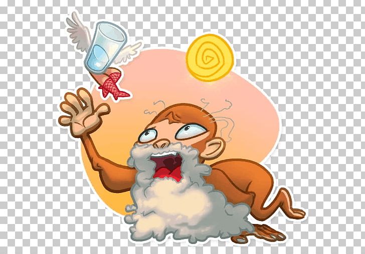 Sticker Telegram Vertebrate Monkey PNG, Clipart, Art, Cartoon, Fictional Character, Finger, Food Free PNG Download