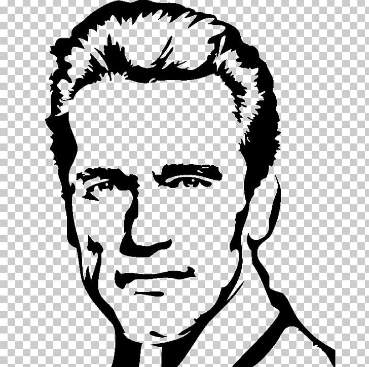 Arnold Schwarzenegger The Terminator Wall Decal Sticker PNG, Clipart, Artwork, Bedroom, Black, Black And White, Cheek Free PNG Download