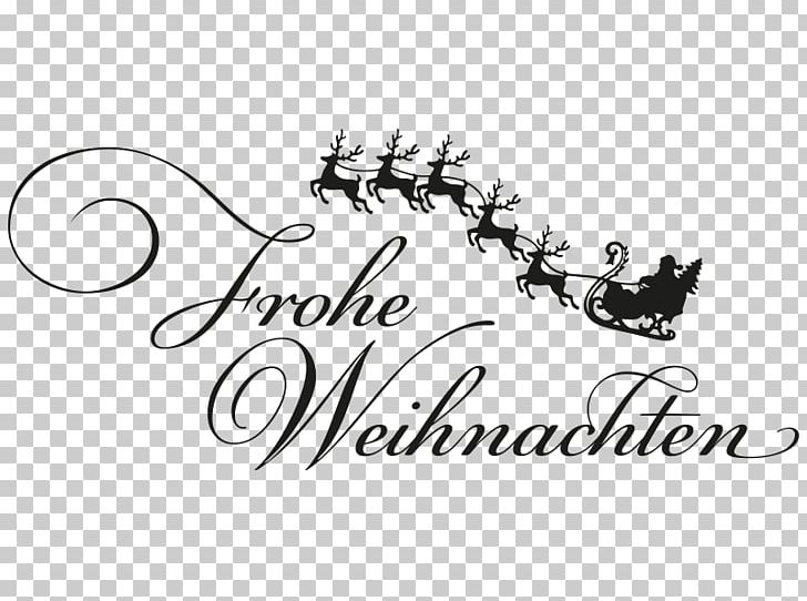 Black And White Santa Claus Reindeer Christmas Day PNG, Clipart, Art, Black, Black And White, Brand, Calligraphy Free PNG Download