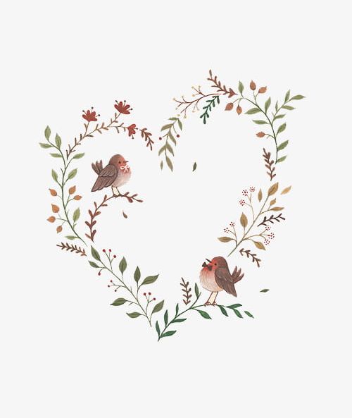 Heart-shaped Flower Vine PNG, Clipart, Anima, Backgrounds, Bird, Birds, Branch Free PNG Download