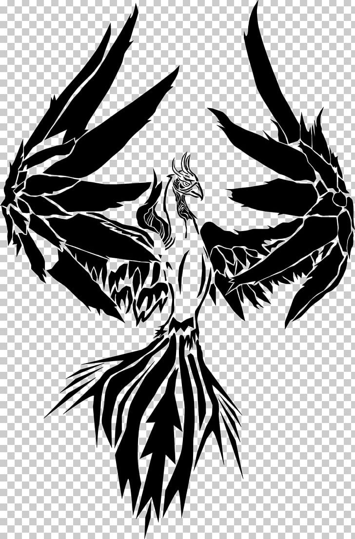 Drawing Phoenix Art Tattoo T-shirt PNG, Clipart, Beak, Bird, Bird Of Prey, Black And White, Demon Free PNG Download