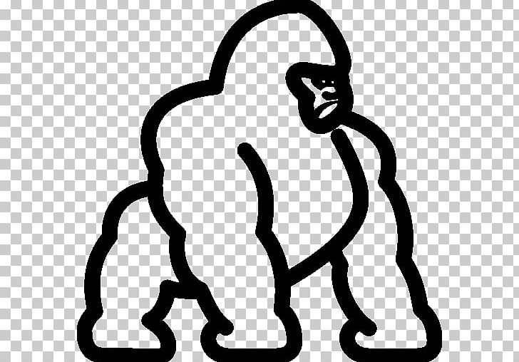 Gorilla Ape Computer Icons PNG, Clipart, Animals, Ape, Area, Artwork, Black And White Free PNG Download
