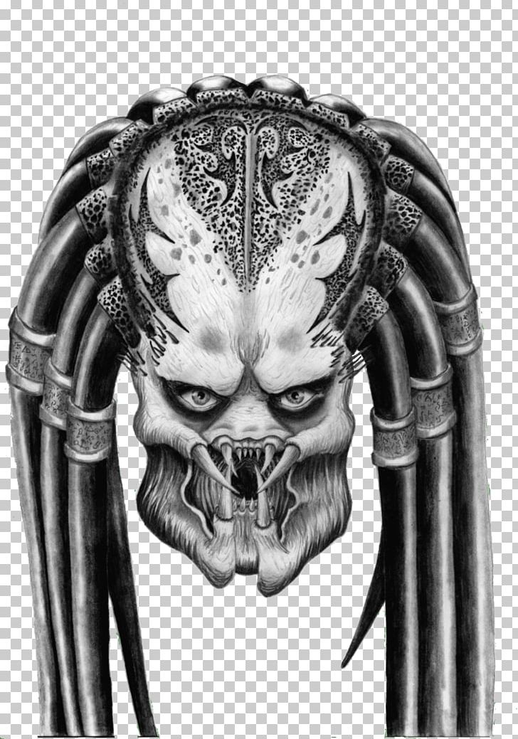 Predator Alien Drawing PNG, Clipart, Alien, Alien Vs Predator, Art, Black And White, Bone Free PNG Download