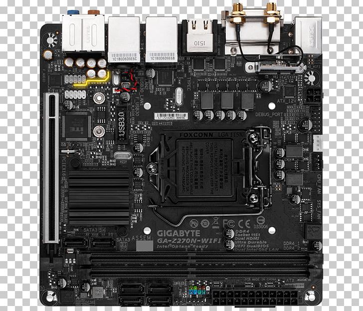 Motherboard Mini-ITX LGA 1151 GIGABYTE Gigabyte GA-Z270N-GAMING 5 DDR4 SDRAM PNG, Clipart, Chipset, Computer, Computer Component, Computer Hardware, Cpu Free PNG Download