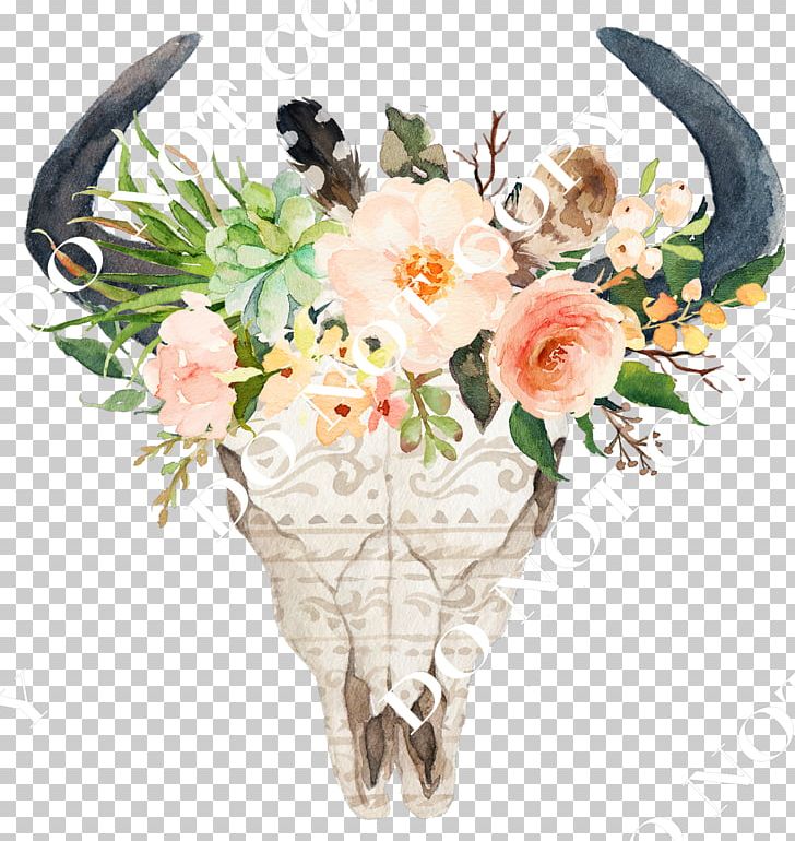 Cattle Skull Bull Decal Flower PNG, Clipart, Artificial Flower, Bone, Cattle, Craft, Cut Flowers Free PNG Download
