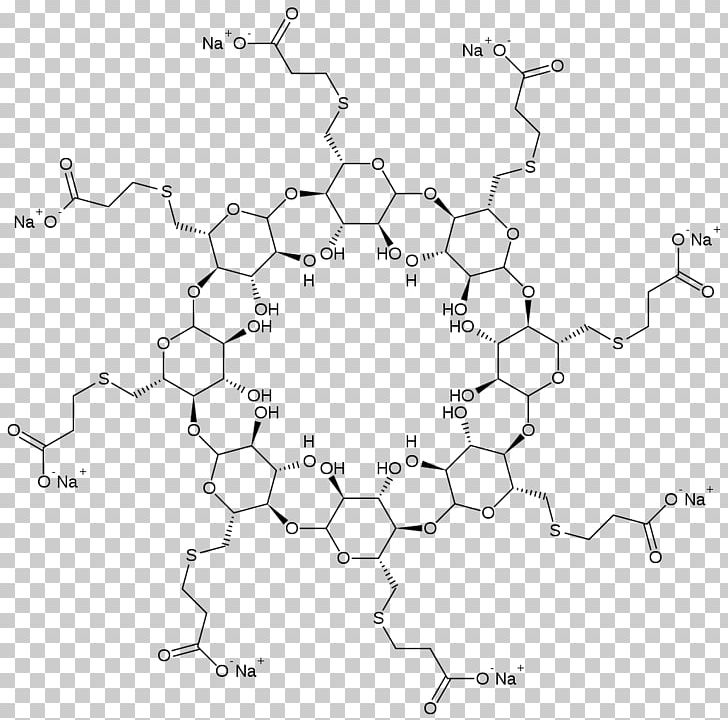 Sugammadex Drug Rocuronium Cyclodextrin Muscle Relaxant PNG, Clipart, Angle, Area, Black And White, Chemie, Chemistry Free PNG Download