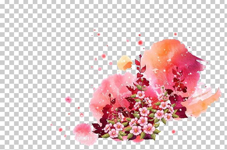 Ink Wash Painting Inkstick Watercolor Painting Graffiti Magenta PNG, Clipart, Blossom, Blossoms, Blue, Cherry Blossom, Cherry Blossoms Free PNG Download