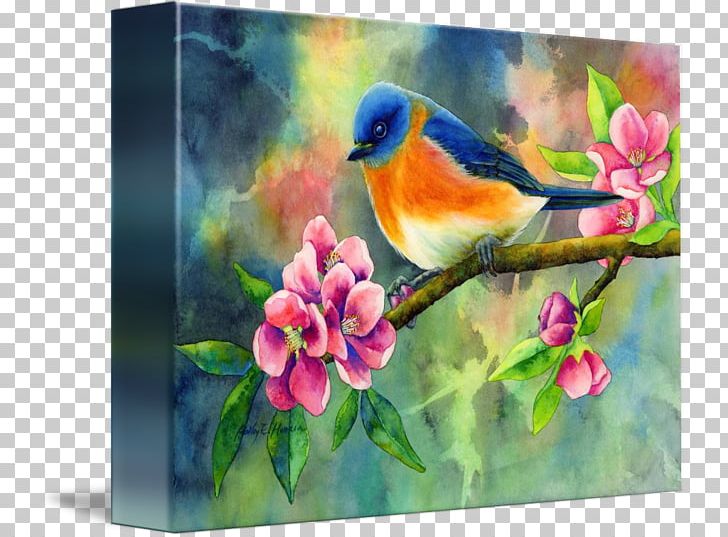 Watercolor Painting Bird-and-flower Painting Canvas Print PNG, Clipart, Acrylic Paint, Art, Beak, Bird, Birdandflower Painting Free PNG Download