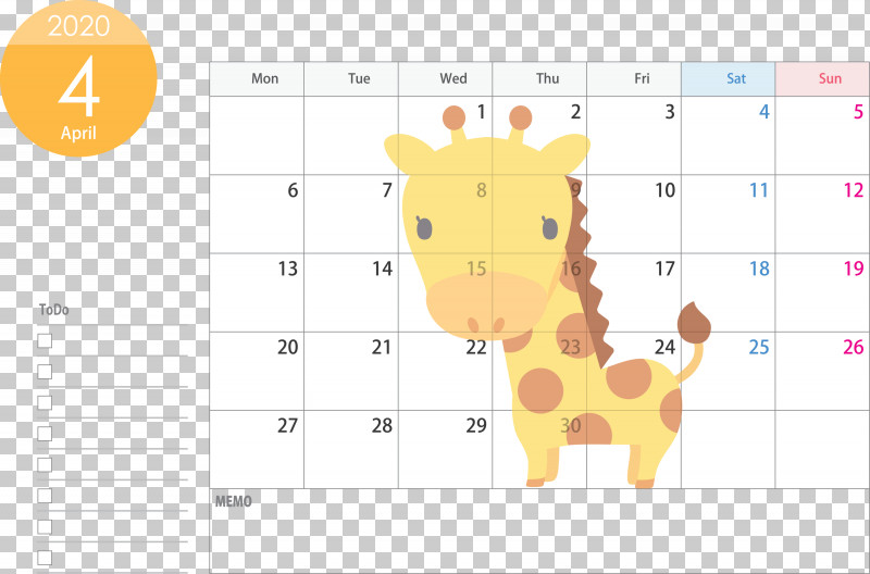 April 2020 Calendar April Calendar 2020 Calendar PNG, Clipart, 2020 Calendar, April 2020 Calendar, April Calendar, Diagram, Giraffidae Free PNG Download