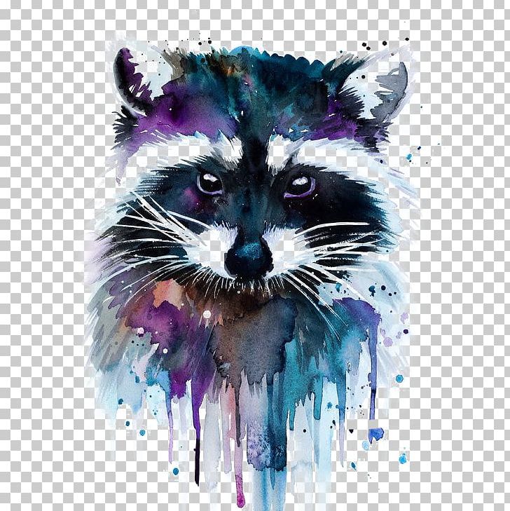 Watercolor Painting Artist Raccoon PNG, Clipart, Animal, Animals, Canvas, Carnivoran, Cartoon Raccoon Free PNG Download