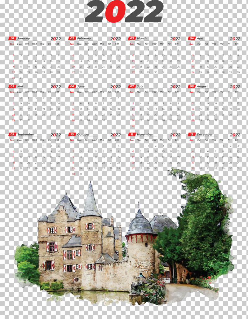 2022 Yearly Calendar Printable 2022 Yearly Calendar Template PNG, Clipart, Castle, Fairy Tale, Invitation, Moat, Painting Free PNG Download