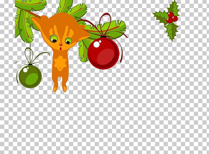 Cat Kitten Christmas Card PNG, Clipart, Animals, Apple, Balls, Cartoon, Christmas Card Free PNG Download