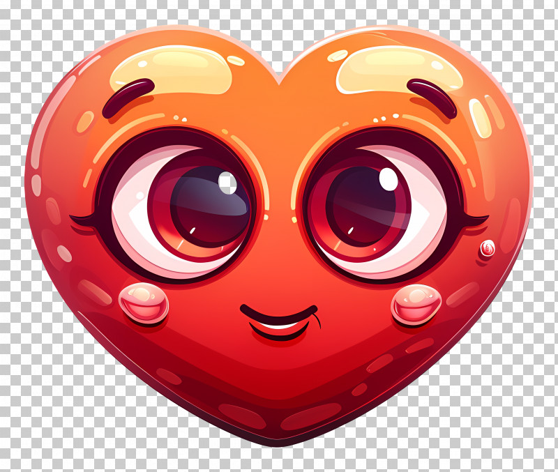 Emoji Heart - Cute Heart Emoji With Big Eyes PNG