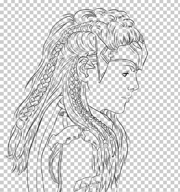 Horizon Zero Dawn Aloy Line Art Drawing Sketch PNG, Clipart, Arm, Art, Artwork, Black And White, Character Free PNG Download