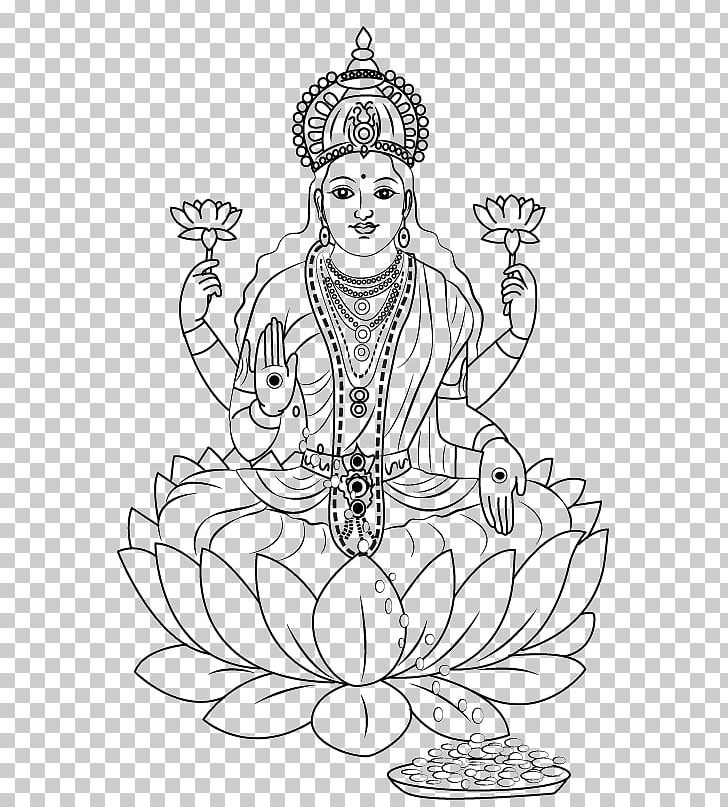 Ganesha Lakshmi Saraswati Drawing Devi PNG, Clipart, Artwork, Black And White, Coloring Book, Creative Commons, Deity Free PNG Download