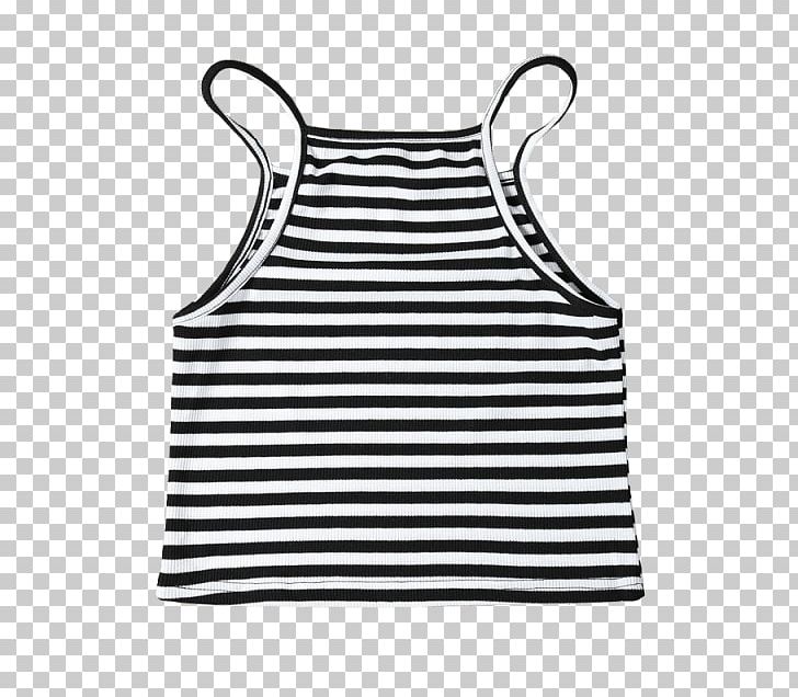 Black And White Crop Top Clothing Sleeveless Shirt PNG, Clipart, Black, Black And White, Black White, Clothing, Collar Free PNG Download