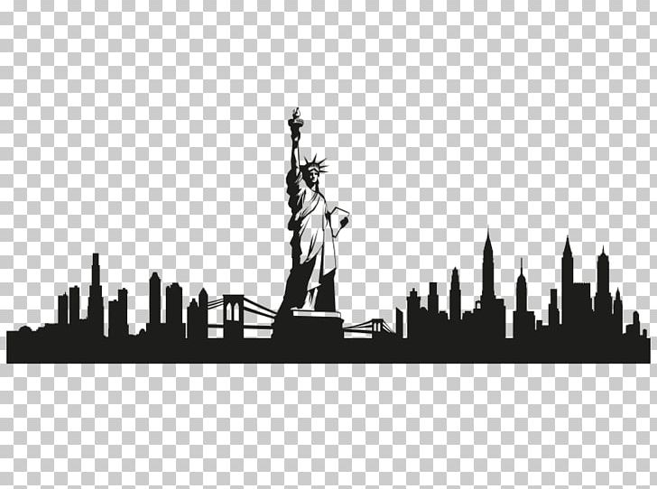 Statue Of Liberty Skyline Wall Decal Sticker PNG, Clipart, Art New York, Black, Black And White, Brand, City Free PNG Download