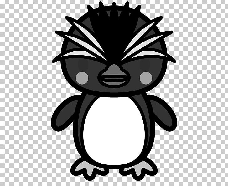 Southern Rockhopper Penguin Black And White PNG, Clipart, Animals, Black, Black And White, Cartoon, Character Free PNG Download