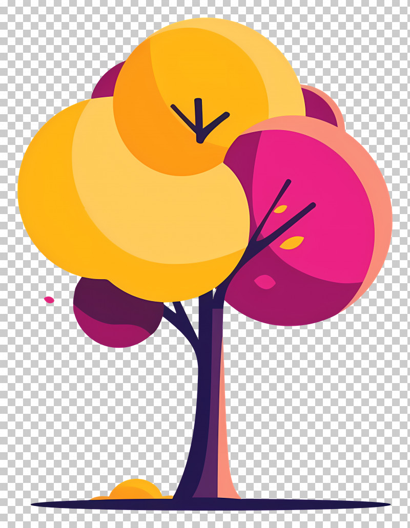 Cartoon Tree - Autumn Tree In Vibrant Colorful Illustration PNG