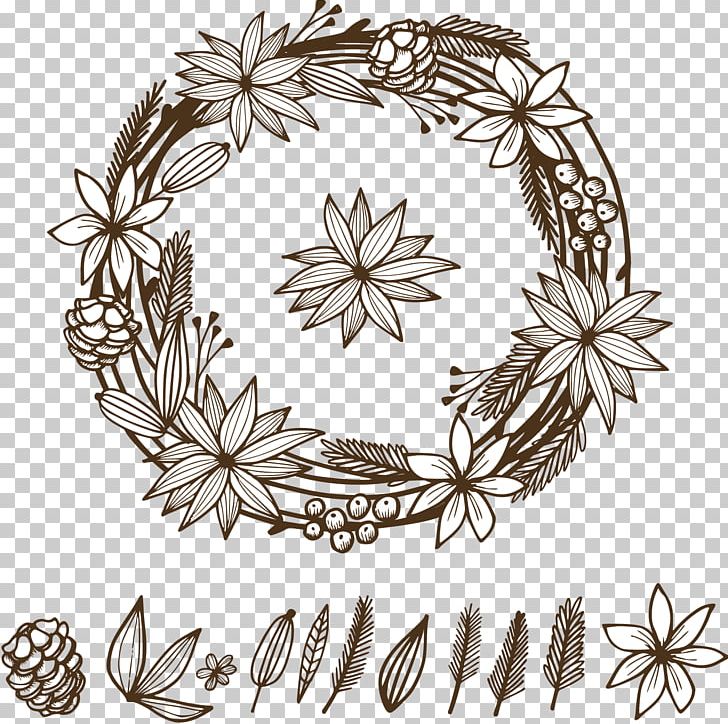 Garland Flower Christmas PNG, Clipart, Beautiful Vector, Beauty, Beauty Salon, Black And White, Decor Free PNG Download