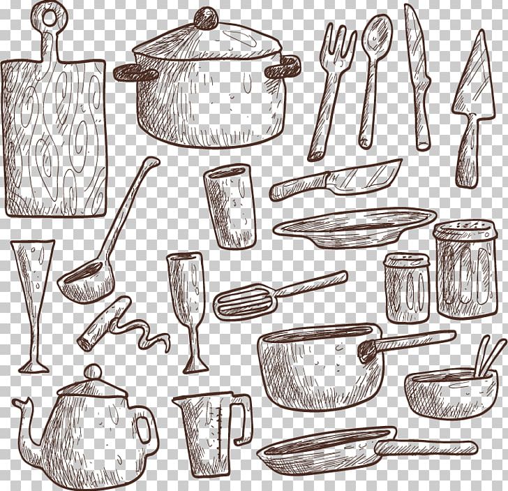 Kitchen Utensil Drawing Euclidean Illustration PNG, Clipart, Cartoon, Cooking, Cookware And Bakeware, Drinkware, Hand Drawn Free PNG Download
