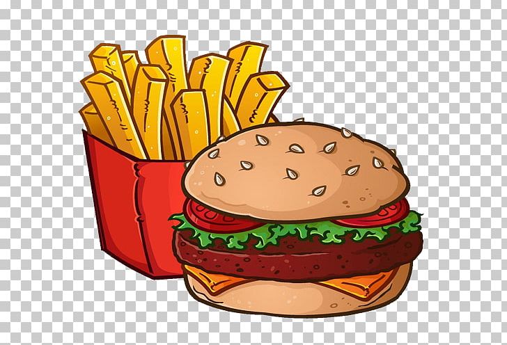Burger And Fries Cartoon Png