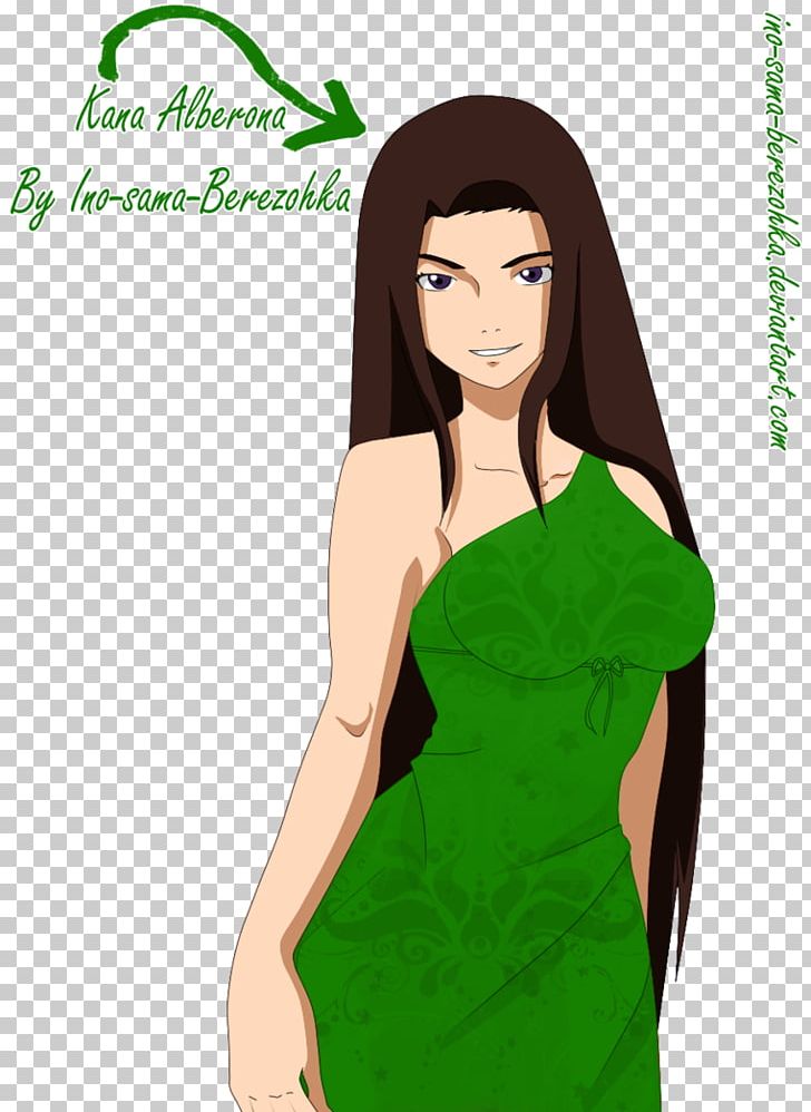 Dress Shoulder Green Animated Cartoon PNG, Clipart, Abdomen, Animated Cartoon, Black Hair, Brown Hair, Cana Alberona Free PNG Download