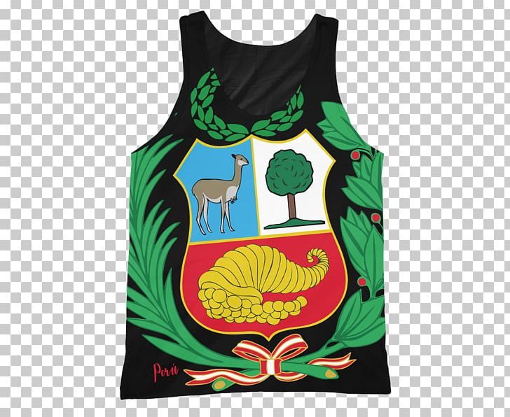 T-shirt Coat Of Arms Of Peru Sleeveless Shirt PNG, Clipart, Active Tank, Clothing, Coat Of Arms, Coat Of Arms Of Peru, Escutcheon Free PNG Download