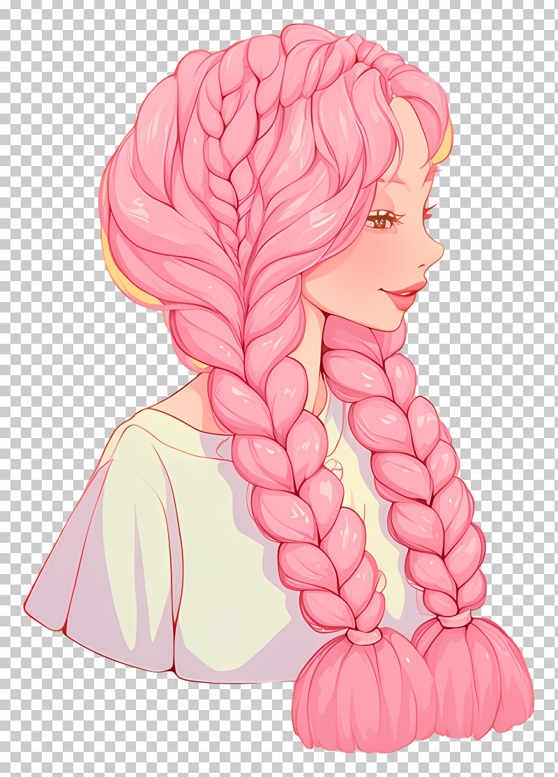 Girl With Pink Hair - Girl With Stylish Pink Braided Hair PNG