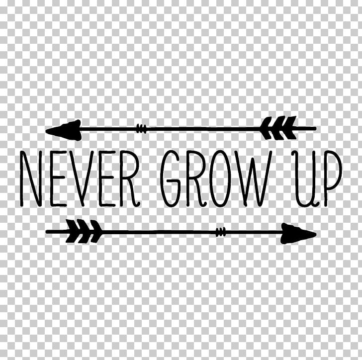 Never Grow Up T-shirt Peeter Paan Decal PNG, Clipart, Angle, Area, Black, Black And White, Brand Free PNG Download