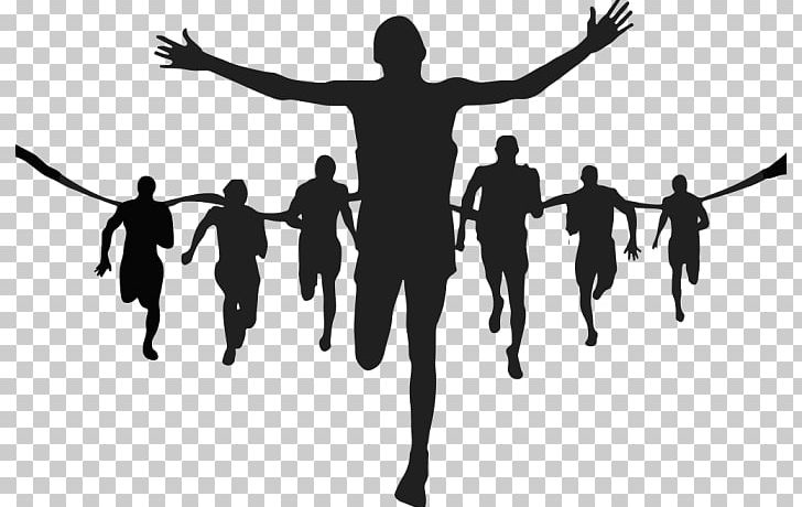 Silhouette Running Marathon PNG, Clipart, Black And White, Encapsulated Postscript, Graphic Design, Happiness, Human Free PNG Download
