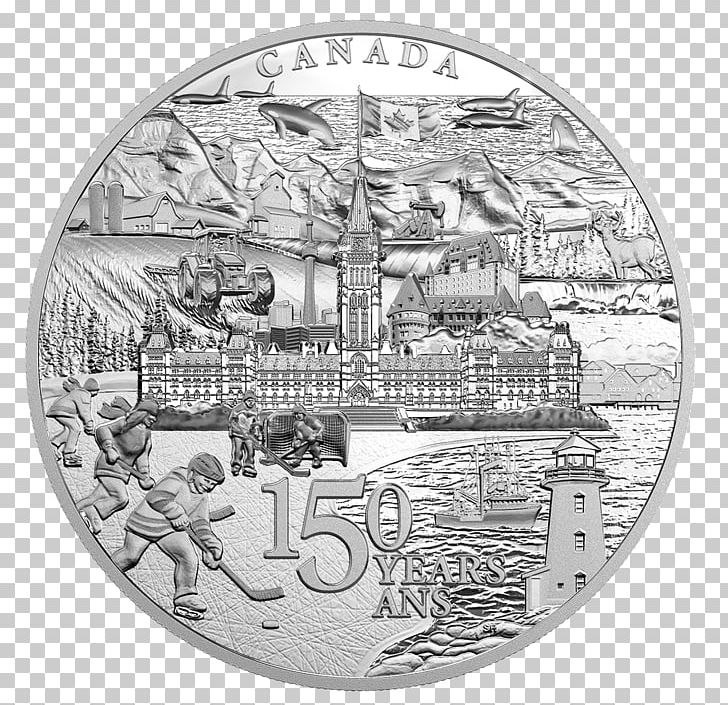 150th Anniversary Of Canada Coin Royal Canadian Mint Silver PNG, Clipart, 150th Anniversary Of Canada, Black And White, Bullion, Canada, Coin Free PNG Download