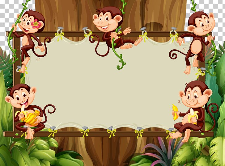 Cartoon Monkey Illustration PNG, Clipart, Animal, Border, Border Frame, Border Texture, Cartoon Free PNG Download