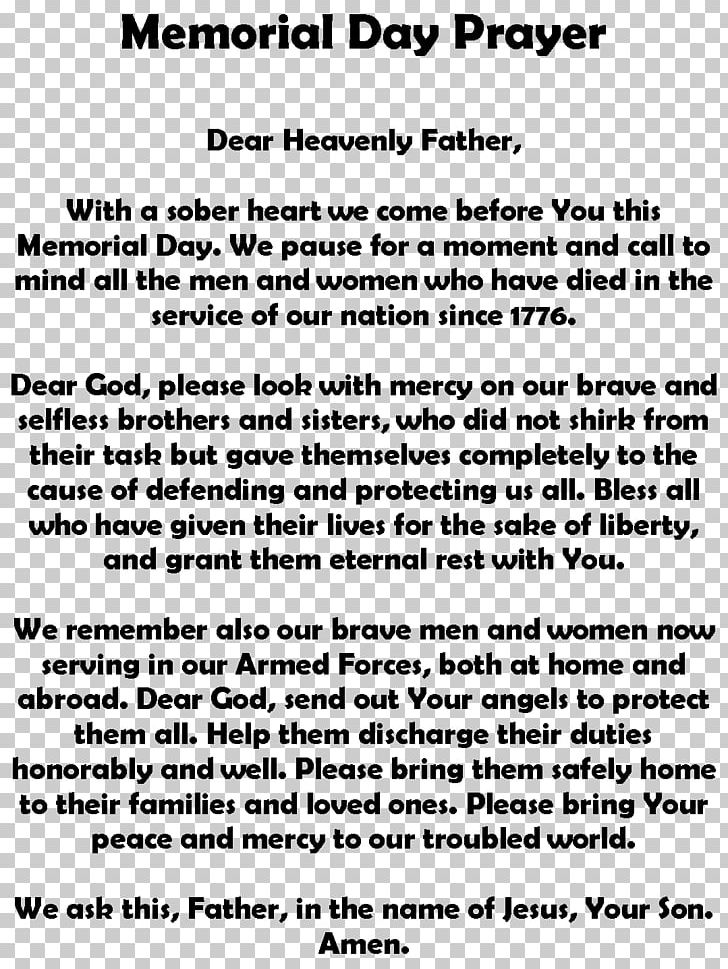 Memorial Day Poetry Soldier Prayer Speech PNG, Clipart, Area, Black And White, Child, Document, Essay Free PNG Download