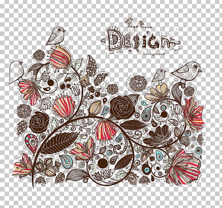 Drawing Flower Painting Line Art PNG, Clipart, Art, Bird, Creative Vector, Doodle, Encapsulated Postscript Free PNG Download