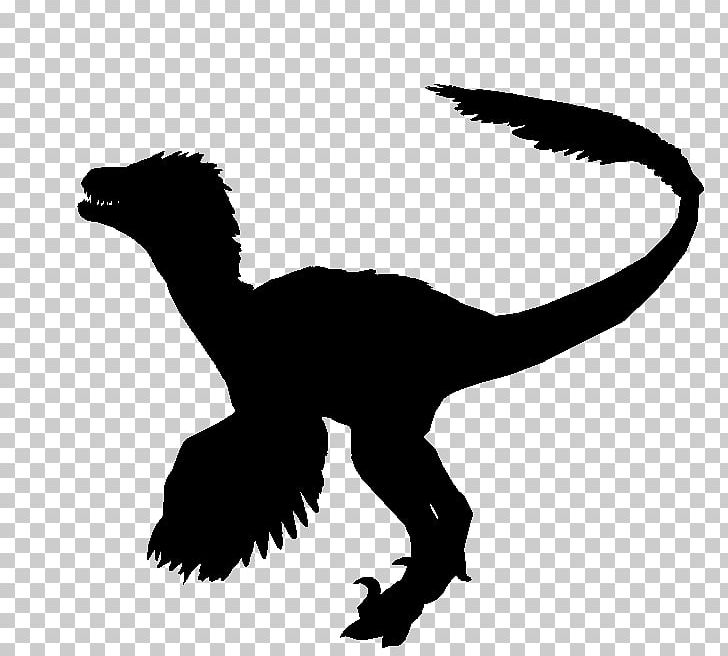 Velociraptor Tyrannosaurus Silhouette Character PNG, Clipart, Animals, Beak, Black And White, Character, Dinosaur Free PNG Download