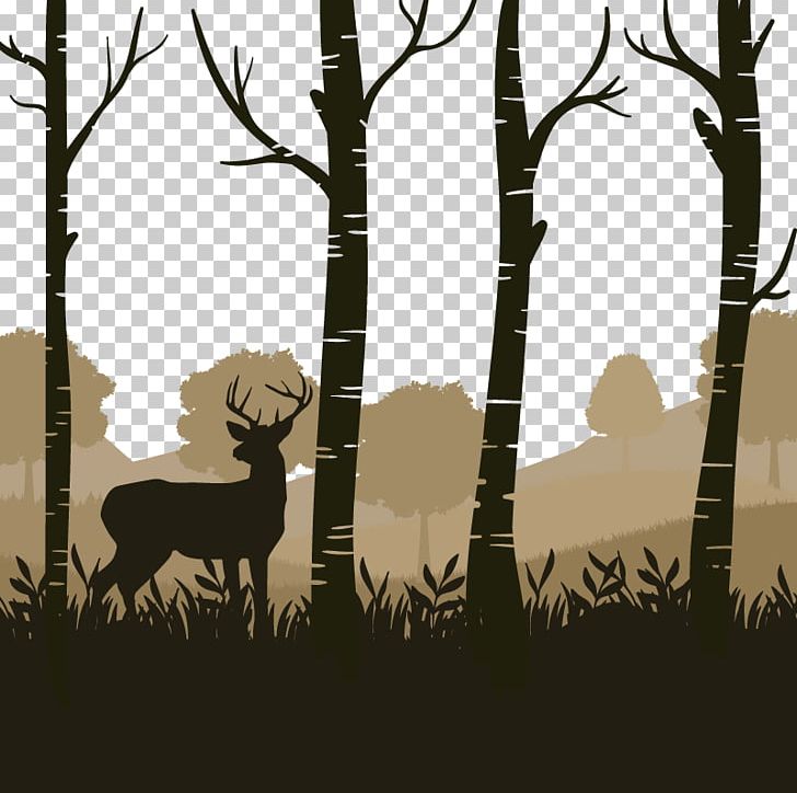 Silhouette Tree PNG, Clipart, Animal, Branch, Cattle Like Mammal, Computer Wallpaper, Deer Free PNG Download