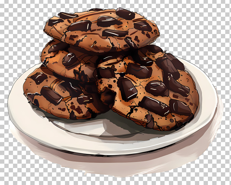 Plate Of Chocolate Chip Cookies - Plate Of Delicious Chocolate Chip Cookies PNG