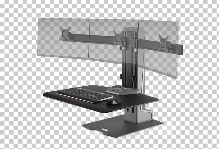 Sit-stand Desk Standing Desk Monitor Mount Multi-monitor Workstation PNG, Clipart, Angle, Computer Monitor Accessory, Desk, Electricity, Hardware Free PNG Download