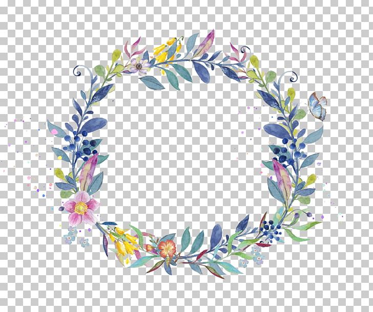Wreath Watercolor Painting PNG, Clipart, Autumn Leaf, Blue, Blue Leaves, Circle, Download Free PNG Download