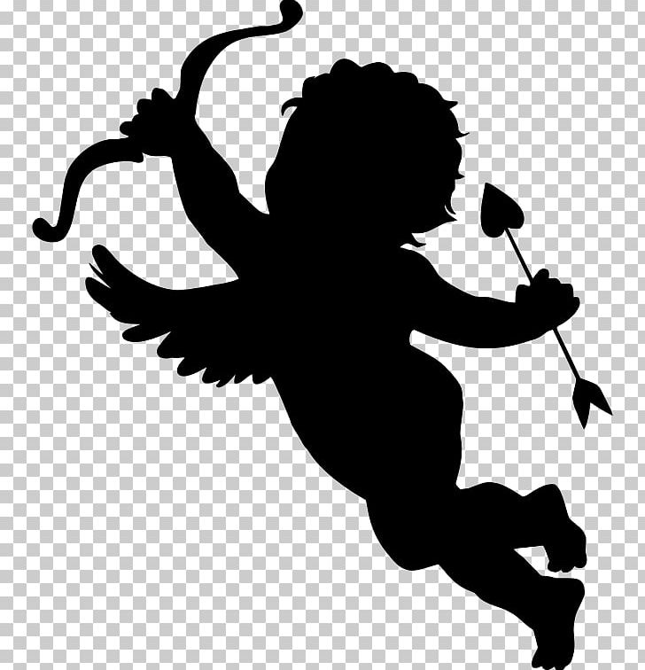 Silhouette Cupid PNG, Clipart, Animals, Art, Black And White, Bow And Arrow, Cherub Free PNG Download
