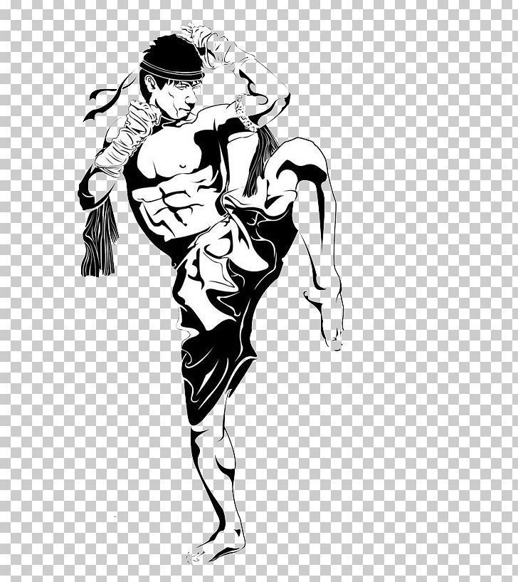 Thailand Muay Thai Kickboxing PNG, Clipart, Art, Artwork, Black And White, Boxing, Double Kick Football Free PNG Download
