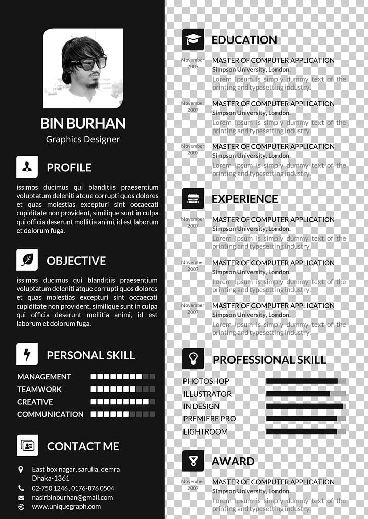 Résumé Template Curriculum Vitae Cover Letter PNG, Clipart, Adobe Illustrator, Adobe Indesign, Advertising, Black And White, Business Free PNG Download