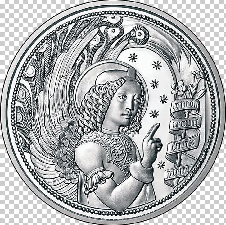 Euro Coins Mint Gabriel Silver Coin PNG, Clipart, Angel, Austrian Mint, Black And White, Circle, Coin Free PNG Download