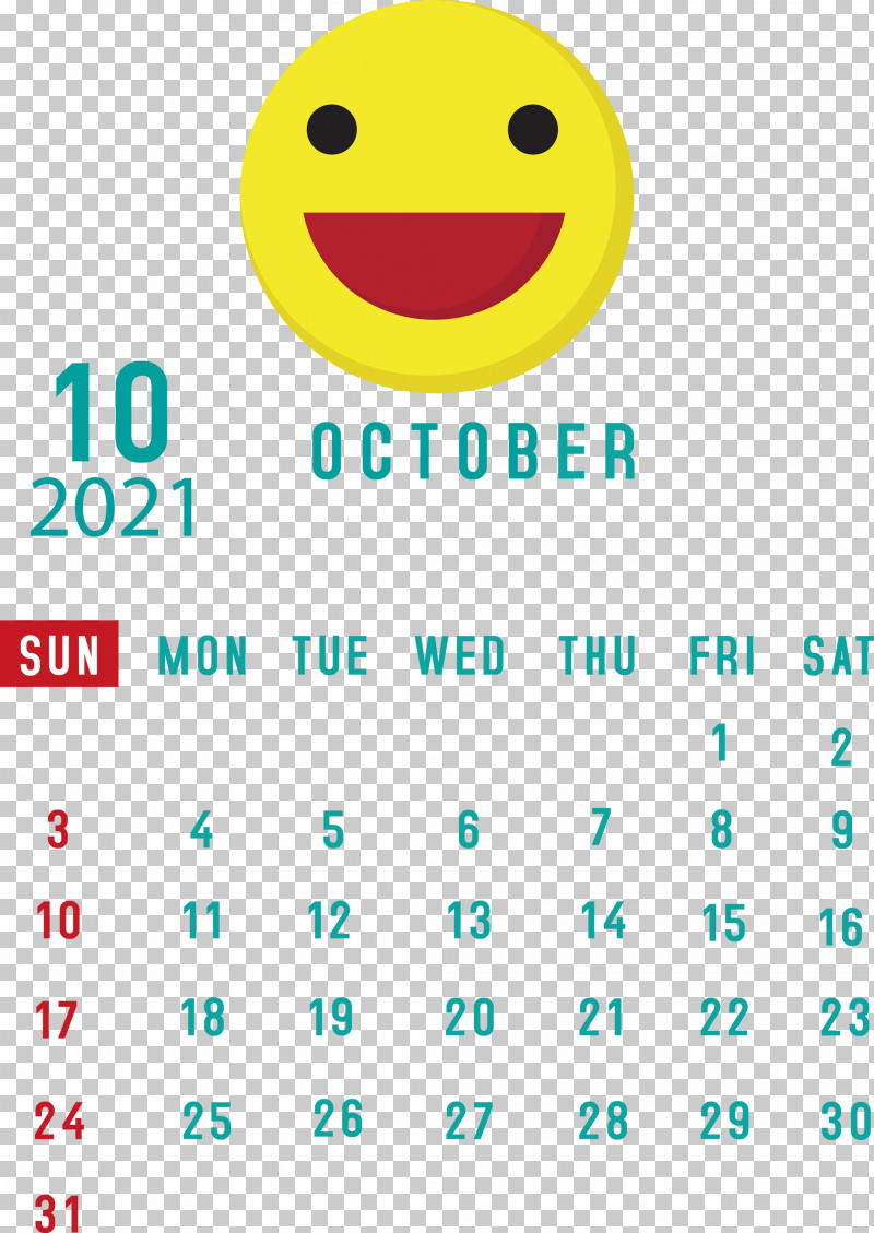 October 2021 Printable Calendar October 2021 Calendar PNG, Clipart, Android, Emoticon, Geometry, Happiness, Line Free PNG Download