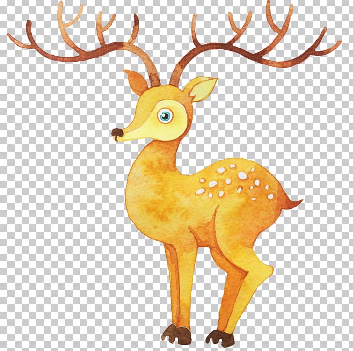 Watercolor Painting Illustration PNG, Clipart, Animals, Antler, Cartoon, Christmas Deer, Deer Free PNG Download