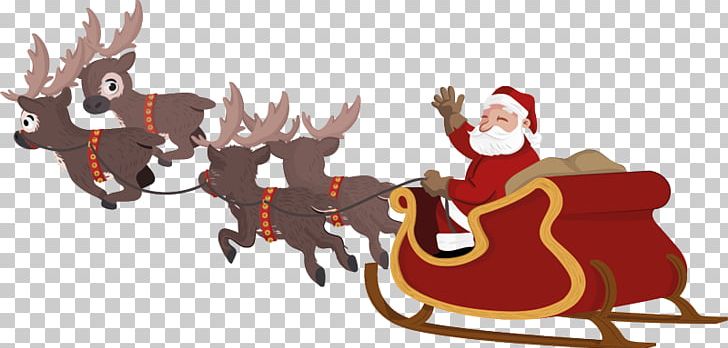 Reindeer Santa Claus Sled PNG, Clipart, Animation, Cartoon, Christmas, Christmas Decoration, Christmas Gift Free PNG Download