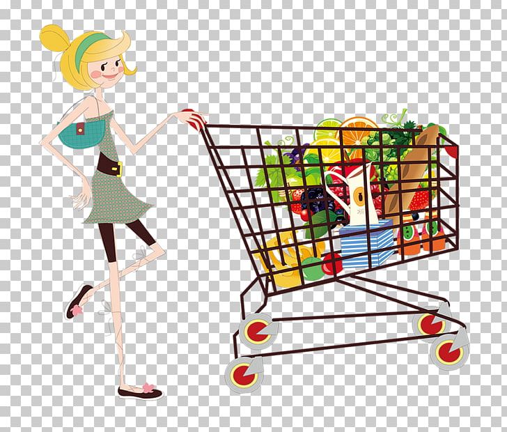 Shopping Cart Woman PNG, Clipart, Area, Baby Girl, Cart, Cartoon, Designer Free PNG Download
